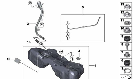 OEM Plastic Fuel Tank 16119424200 pour BMW G14, G15. BMW d'origine.