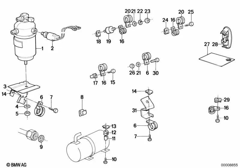 Sheet metal screw with hexagon for BMW E21, E30, E12, E28, E34, E24, E23, E32 (OEM 07119916970). Original BMW.