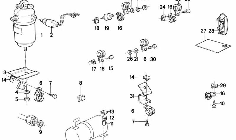 Botella desecante para BMW E28, E24 (OEM 64538363555). Original BMW