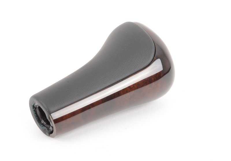 Gear knob Leather/Wooden appliqués/6 speeds/M for BMW Series 5 E39 (OEM 25112228601). Genuine BMW.