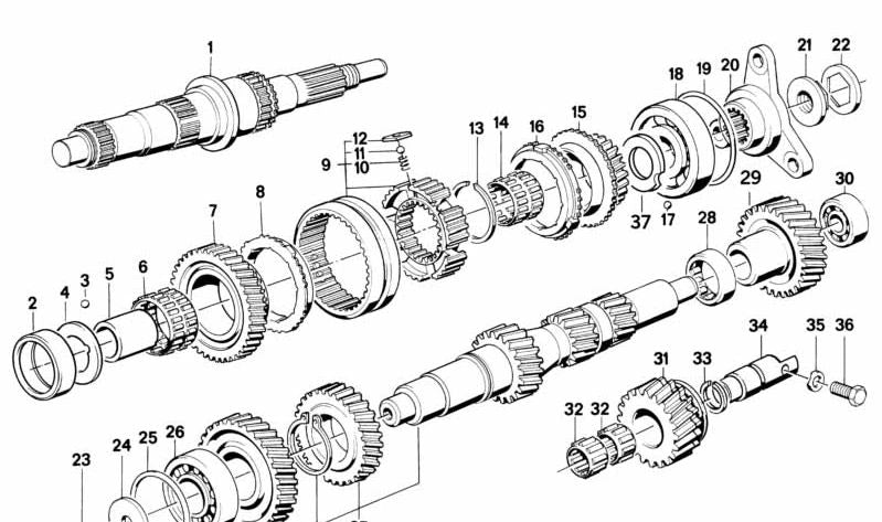 Guía para 5ª marcha y marcha atrás OEM 23231228074 para BMW E28, E34, E24. Original BMW.