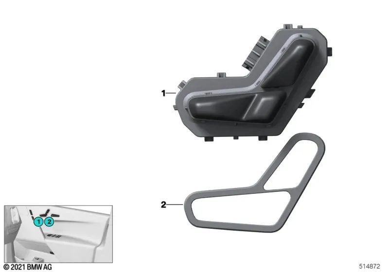 Interruptor ajuste del asiento derecho para BMW i I20 (OEM 61315A32ED6). Original BMW