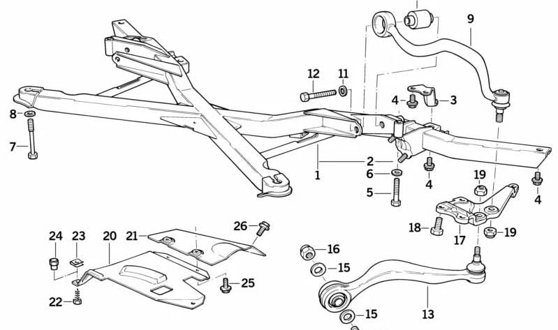 Cojinete de goma barra de presión para BMW Serie 7 E32, Serie 8 E31 (OEM 31121136607). Original BMW