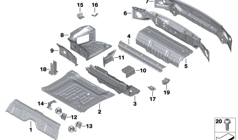 Fondo del maletero trasero para BMW F91, F92, G14, G15 (OEM 41007499124). Original BMW.