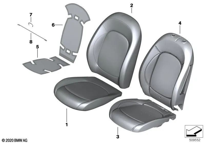 Basis-Sitzschaumteil für MINI F55, F57, F57N, F60, F60N (OEM 52107350288). Original BMW