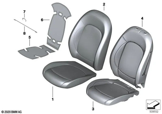 Parte de espuma del asiento básico para MINI F55, F57, F57N, F60, F60N (OEM 52107350288). Original BMW