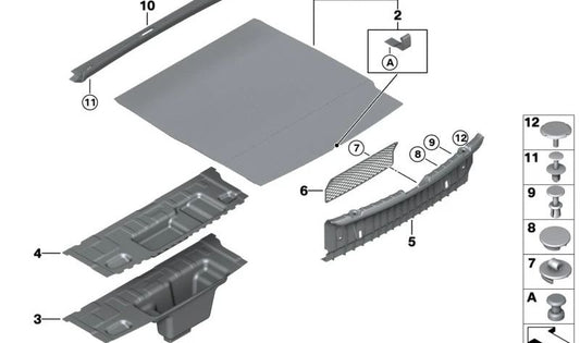 Revestimiento del Hueco del Maletero para BMW F06, F12, F13 (OEM 51477226446). Original BMW