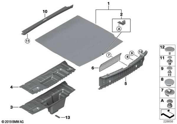 Base de Inserción Maletero para BMW Serie 6 F12, F12N (OEM 51477224799). Original BMW.