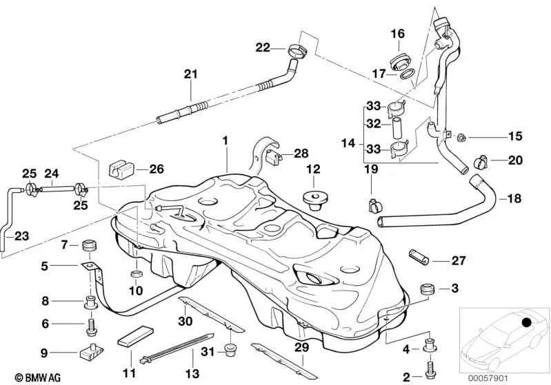 Cuña para BMW Serie 7 E38 (OEM 16111181868). Original BMW