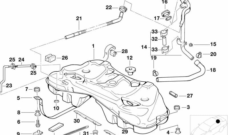 Depósito de Combustible de Metal para BMW Serie 7 E38 (OEM 16111183145). Original BMW