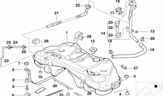 Depósito de Combustible de Metal para BMW Serie 7 E38 (OEM 16111183145). Original BMW