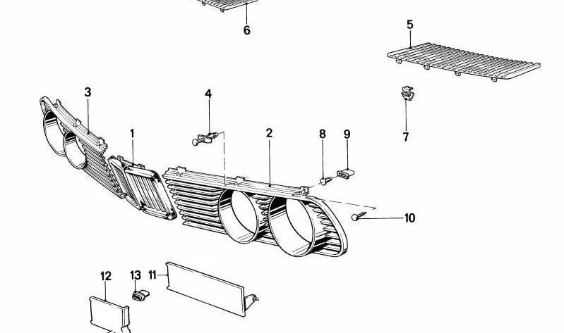 Rejilla decorativa derecha OEM 51131874518 para BMW E28. Original BMW.