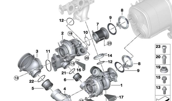 Soporte del motor OEM 11658579197 para BMW G30, G31, G11, G12, G05, G06, G07. Original BMW.