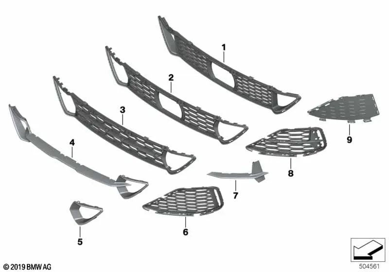 Rejilla Entrada de Aire Central para BMW G14, G15, G16 (OEM 51118074419). Original BMW