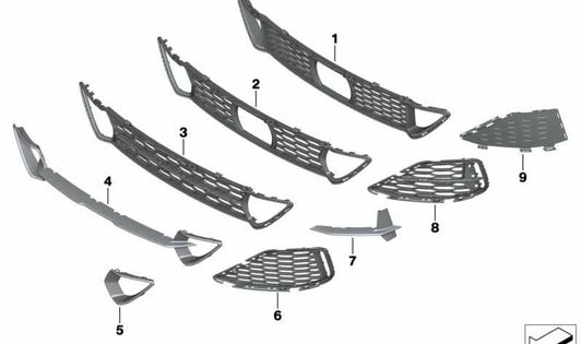 OEM 5111807477 Grille d'entrée d'air centrale pour BMW G14, G15, G16. BMW d'origine.