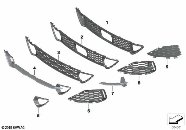 Rejilla Entrada de Aire Central para BMW Serie 8 G14, G15, G16 (OEM 51118084316). Original BMW