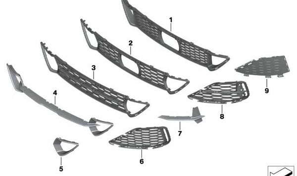 Tapa Rejilla derecha para BMW G16 (OEM 51118084362). Original BMW