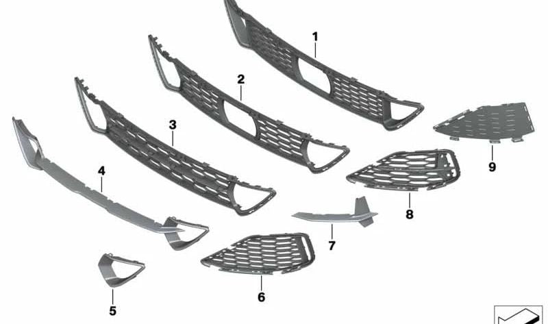 Left Grille Cover for BMW G14, G15, G16 (OEM 51118076683). Original BMW