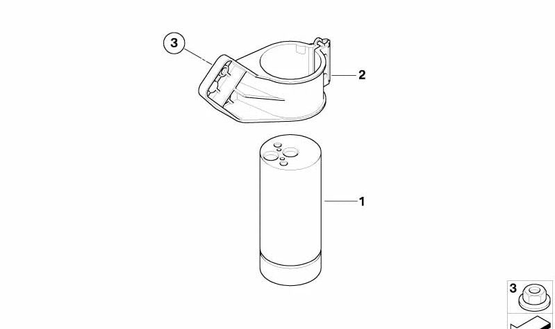 Soporte Botella de Secador para BMW Z4 E85, E86 (OEM 64536920331). Original BMW.