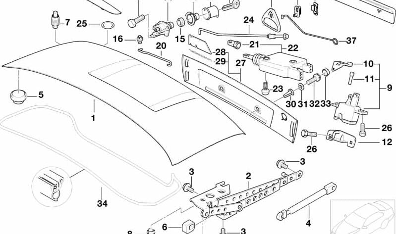 Bisagra puerta trasera izquierda para BMW E46, F30, F80, E53 (OEM 41628413371). Original BMW