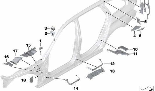 Pieza moldeada pilar C interior para BMW F11, F11N (OEM 41217206363). Original BMW