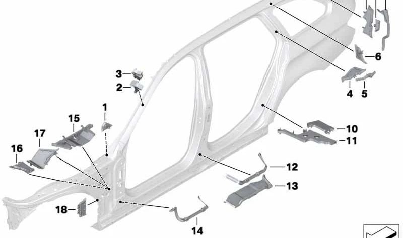 Pieza de la columna C exterior para BMW Serie 5 F11 (OEM 41217206365). Original BMW