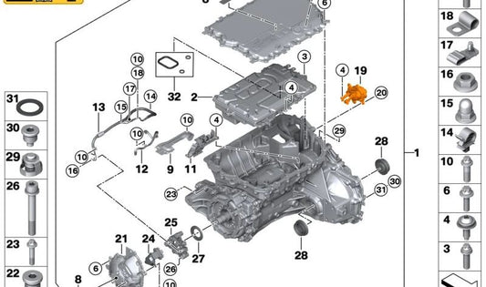 Señal de advertencia de batería HV pequeña para BMW Serie 2 F45, U06, Serie 3 G20, Serie 4 G26E, Serie 5 G60, Serie 7 G70, i I01, X1 U11, X2 U10, X3 G01, X5 G05, Mini F57F, F60 (OEM 12377626091). Original BMW