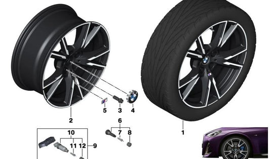 Disco de rueda de aleación ligera jetblack uni para BMW Serie 2 G42 (OEM 36111543824). Original BMW