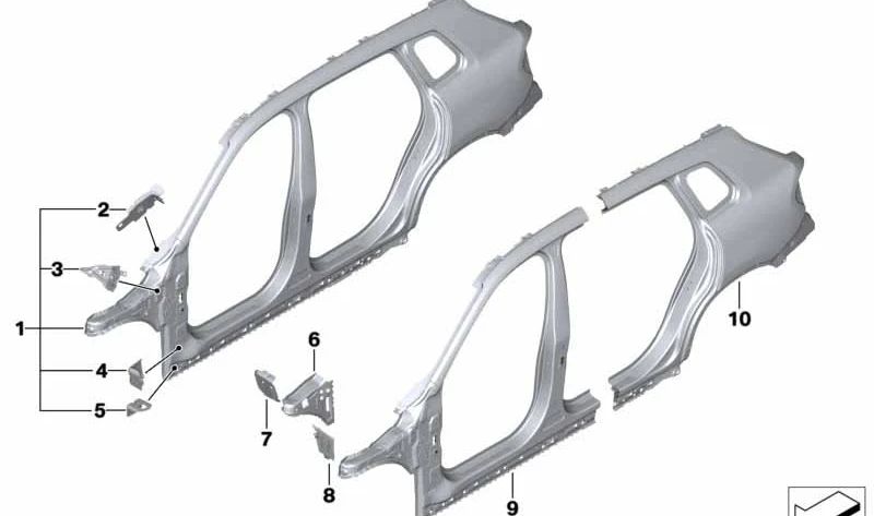 Upper Right Side Wall Bracket for BMW X1 F48, F49 (OEM 41007427132). Original BMW