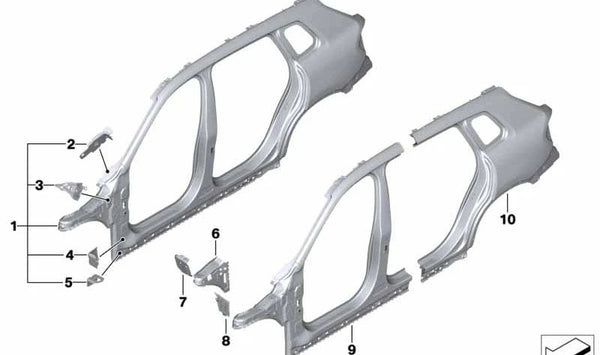 Soporte Pared Lateral Superior Derecha para BMW X1 F48, F49 (OEM 41007427132). Original BMW