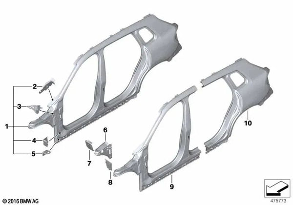 Soporte de pared lateral superior izquierdo para BMW F48, F49 (OEM 41007427131). Original BMW