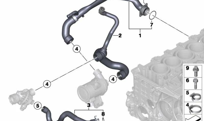 Tubería de alimentación para BMW F20, F30, F31, F34, F35, F35N, F33, F36 (OEM 11537598236). Original BMW.