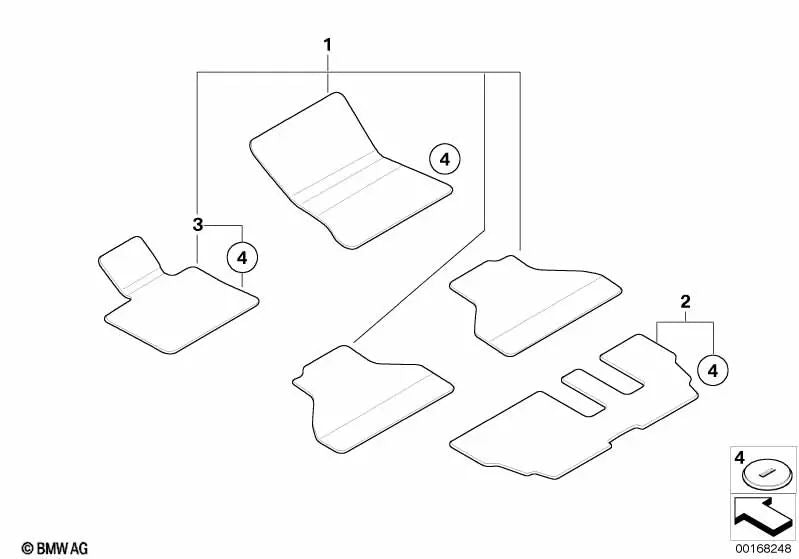 Alfombra de Velours para el Lado del Conductor para BMW X5 E70, E70N (OEM 51477255492). Original BMW.