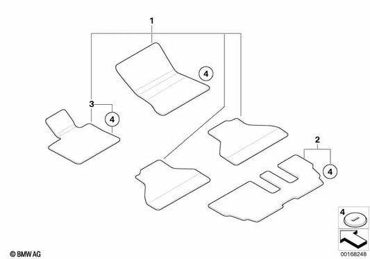 Alfombra de Velours para el Lado del Conductor para BMW X5 E70, E70N (OEM 51477255492). Original BMW.