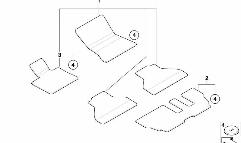 Juego de Alfombrillas de Terciopelo para BMW X5 E70 (OEM 51477290016). Original BMW