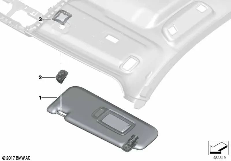 Sonnenblende Left for BMW X3 F97, G01 X4 F98, G02 (OEM 51168073451). Genuine BMW