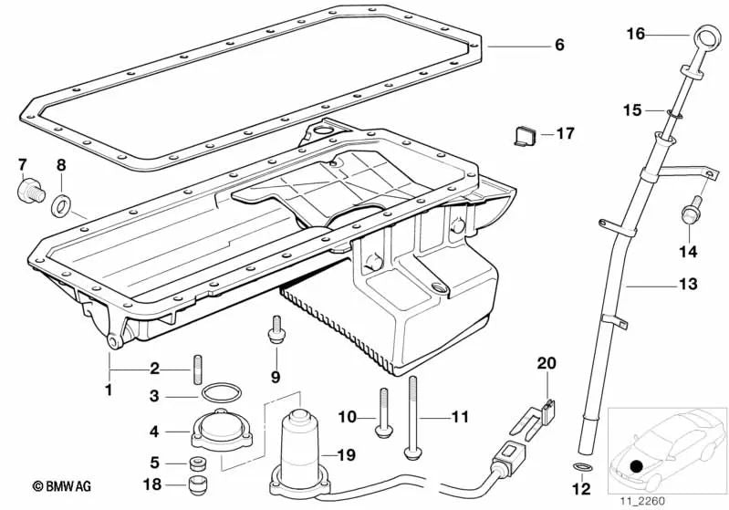 Sensor de Nivel de Aceite para BMW E36 (OEM 12612246614). Original BMW.