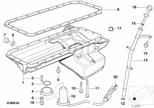 Sensor de Nivel de Aceite para BMW E36 (OEM 12612246614). Original BMW.