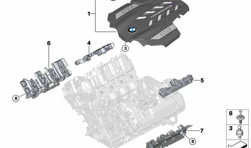 Cubierta de protección acústica OEM 11148489414 para BMW G30, G31, G14, G15, G16. Original BMW.