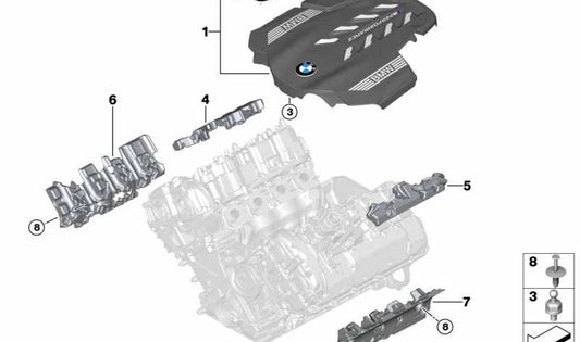 Couverture de protection acoustique OEM 11148489414 pour BMW G30, G31, G14, G15, G16. BMW d'origine.