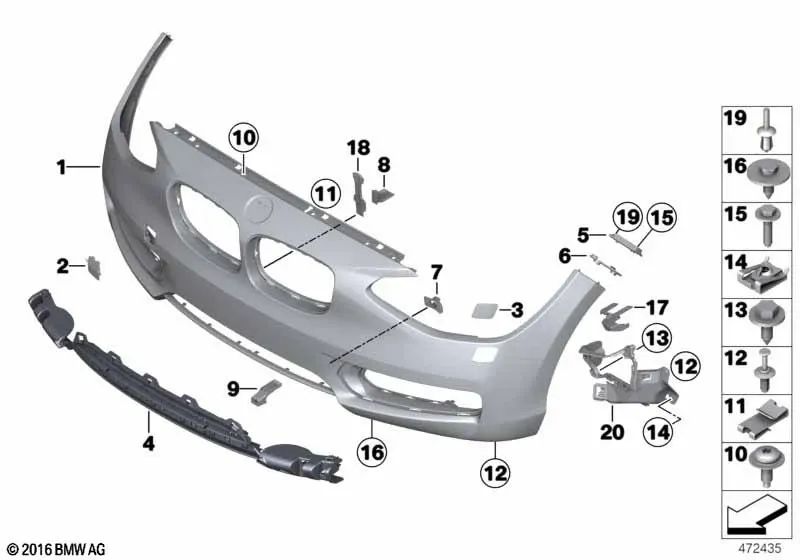 Revestimiento parachoques para BMW F22, F23 (OEM 51117390341). Original BMW