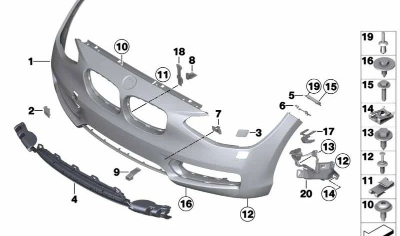 Rejilla de entrada de aire central OEM 51117293870 para BMW Serie 2 (F22, F23). Original BMW.