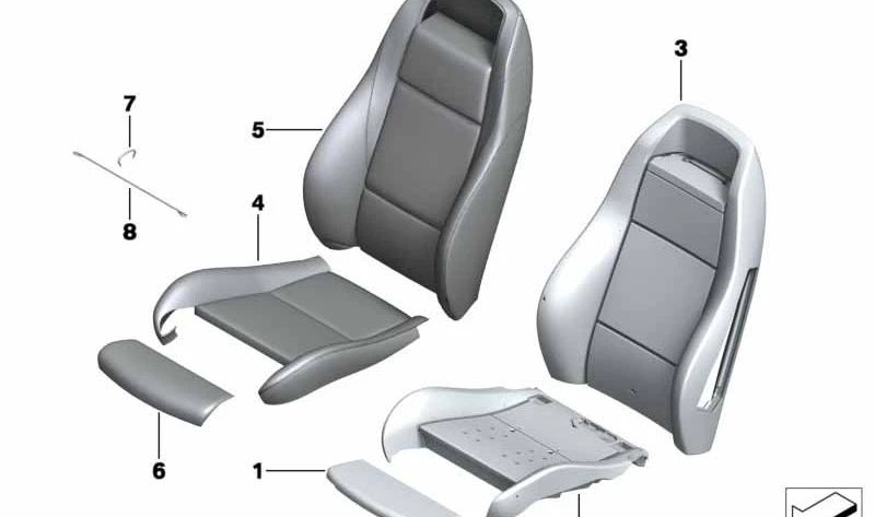 Fundas para Asiento Deportivo de Cuero Derecho para BMW E89 (OEM 52107213952). Original BMW