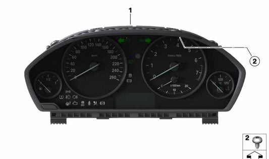 Instrument cluster for BMW 3 Series F30, F31, F34, 4 Series F32, F33, F36 (OEM 62108718257). Original BMW.