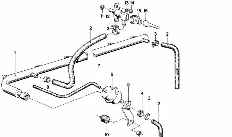 Tubo de inyección de combustible OEM 13531267326 para BMW E12, E24, E23. Original BMW.