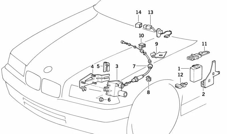 Cable de puente interruptor de embrague para BMW E30, E36, E34, E24, E32, E31 (OEM 61121385400). Original BMW