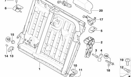 Elemento de bloqueo derecho para BMW X5 E70, X6 E71 (OEM 52209149323). Original BMW