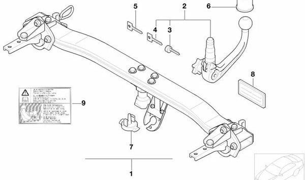 Enganche desmontable para BMW Serie 5 E39 (OEM 71606768849). Original BMW.