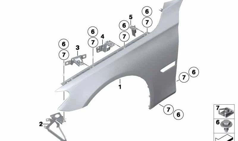 Soporte de pared lateral/Faro derecho para BMW Serie 7 F01, F02, F04 (OEM 41357207186). Original BMW.