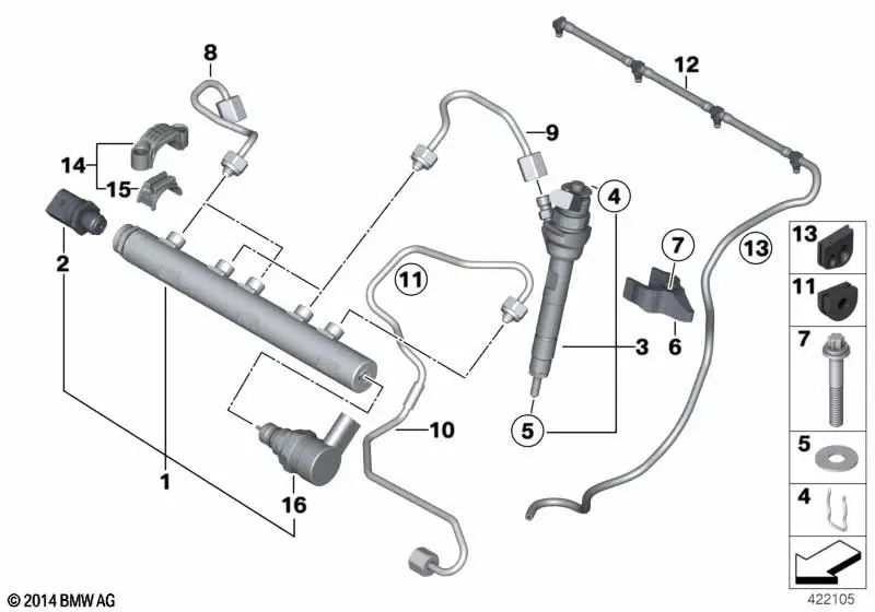 Manguera de Aceite para BMW E81, E82, E87N, E88, F20, F21, Serie 2 F22, Serie 3 E90, E90N, E91, E91N, F30, F31, F34, Serie 4 F36, X1 E84 (OEM 13537800673). Original BMW